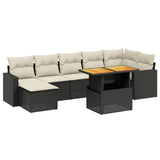 vidaXL 8-delige Loungeset met kussens poly rattan zwart