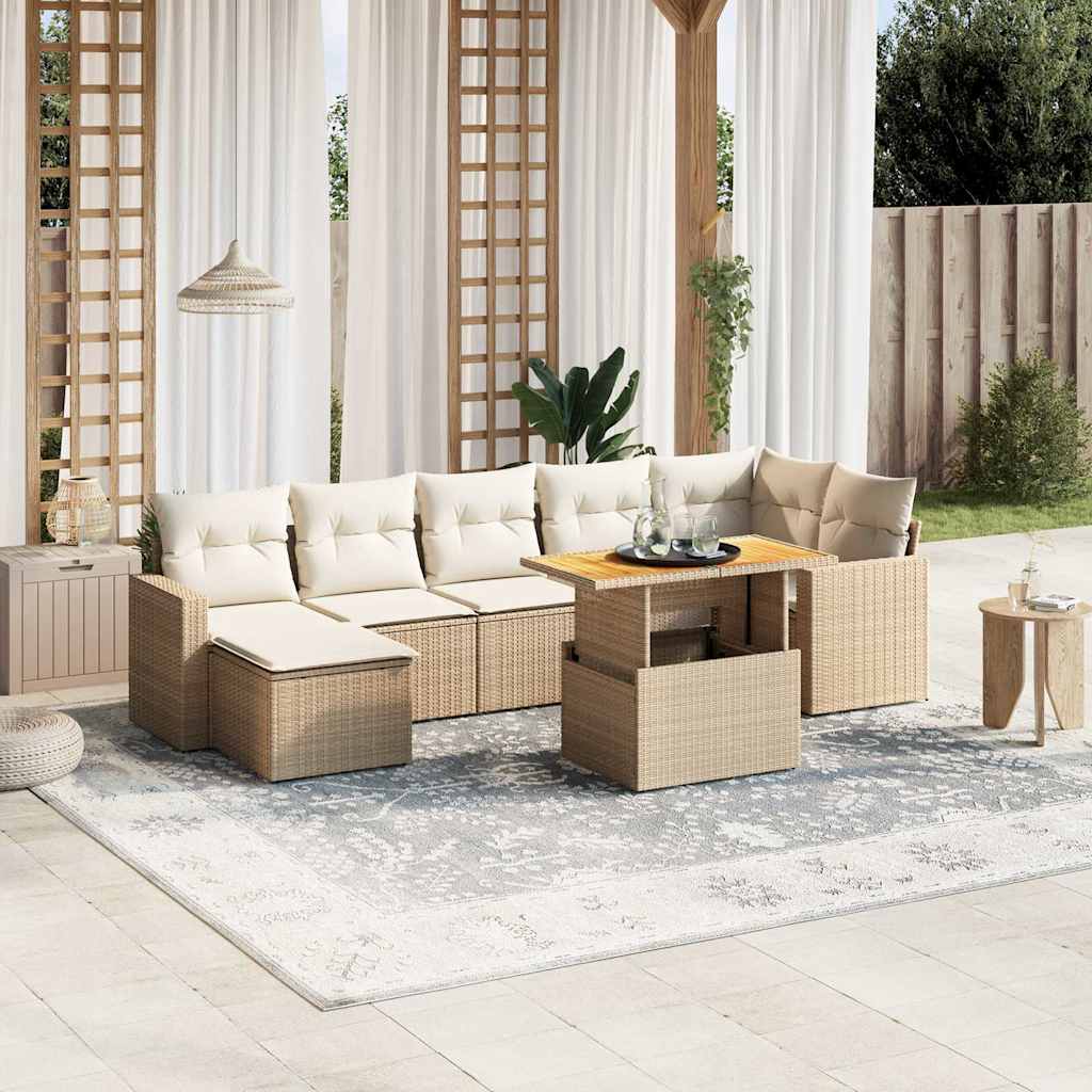 vidaXL 8-delige Loungeset met kussens poly rattan zwart