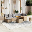vidaXL 8-delige Loungeset met kussens poly rattan zwart