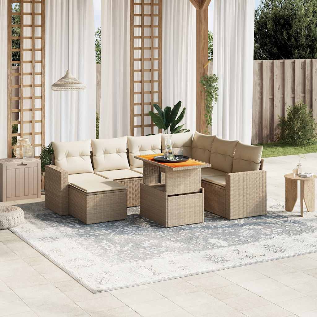 vidaXL 8-delige Loungeset met kussens poly rattan zwart