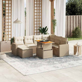 vidaXL 8-delige Loungeset met kussens poly rattan zwart