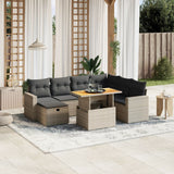 vidaXL 8-delige Loungeset met kussens poly rattan zwart