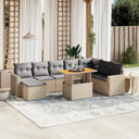 vidaXL 9-delige Loungeset met kussens poly rattan zwart