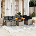vidaXL 9-delige Loungeset met kussens poly rattan zwart