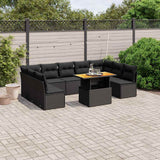 vidaXL 10-Piece Lounge Set with Cushions Poly Rattan Black