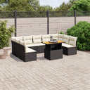 vidaXL 10-Piece Lounge Set with Cushions Poly Rattan Black