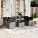 vidaXL 10-Piece Lounge Set with Cushions Poly Rattan Black