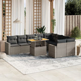 vidaXL 10-Piece Lounge Set with Cushions Poly Rattan Black