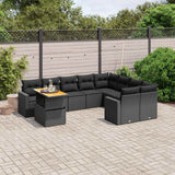 vidaXL 10-Piece Lounge Set with Cushions Poly Rattan Black