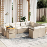 vidaXL 10-Piece Lounge Set with Cushions Poly Rattan Black