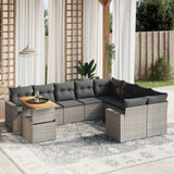 vidaXL 10-Piece Lounge Set with Cushions Poly Rattan Black