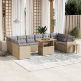 vidaXL 11-delige Loungeset met kussens poly rattan zwart