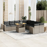 vidaXL 11-delige Loungeset met kussens poly rattan zwart