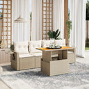 vidaXL 5-delige Loungeset met kussens poly rattan zwart