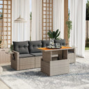 vidaXL 5-delige Loungeset met kussens poly rattan zwart