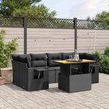 vidaXL 7-Piece Lounge Set with Cushions Poly Rattan Black