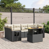 vidaXL 7-Piece Lounge Set with Cushions Poly Rattan Black