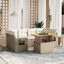 vidaXL 7-Piece Lounge Set with Cushions Poly Rattan Black