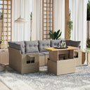 vidaXL 7-Piece Lounge Set with Cushions Poly Rattan Black