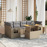 vidaXL 7-Piece Lounge Set with Cushions Poly Rattan Black