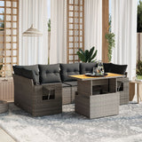 vidaXL 7-Piece Lounge Set with Cushions Poly Rattan Black