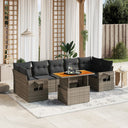vidaXL 8-delige Loungeset met kussens poly rattan zwart