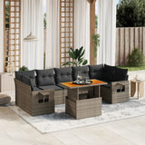 vidaXL 8-delige Loungeset met kussens poly rattan zwart