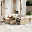 vidaXL 9-delige Loungeset met kussens poly rattan zwart