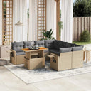 vidaXL 9-delige Loungeset met kussens poly rattan zwart