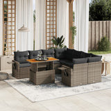 vidaXL 9-delige Loungeset met kussens poly rattan zwart