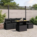 vidaXL 6-Piece Lounge Set with Cushions Poly Rattan Black