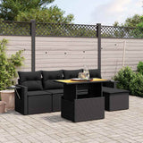 vidaXL 6-Piece Lounge Set with Cushions Poly Rattan Black