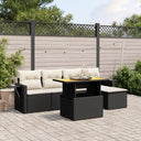 vidaXL 6-Piece Lounge Set with Cushions Poly Rattan Black