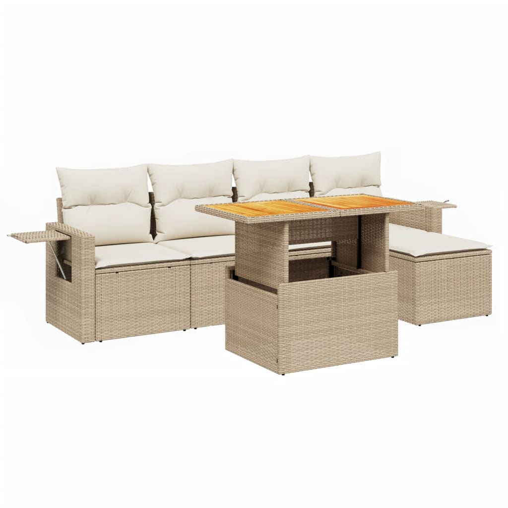 vidaXL 6-Piece Lounge Set with Cushions Poly Rattan Black
