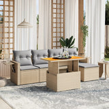 vidaXL 6-Piece Lounge Set with Cushions Poly Rattan Black