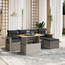 vidaXL 6-Piece Lounge Set with Cushions Poly Rattan Black