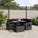 vidaXL 5-Piece Lounge Set with Cushions Poly Rattan Black