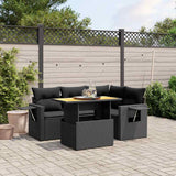 vidaXL 5-Piece Lounge Set with Cushions Poly Rattan Black