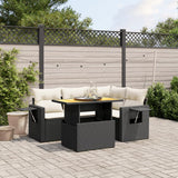 vidaXL 5-Piece Lounge Set with Cushions Poly Rattan Black
