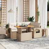 vidaXL 5-Piece Lounge Set with Cushions Poly Rattan Black