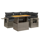 vidaXL 5-Piece Lounge Set with Cushions Poly Rattan Black