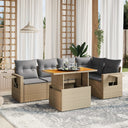 vidaXL 6-delige Loungeset met kussens poly rattan zwart