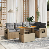 vidaXL 6-delige Loungeset met kussens poly rattan zwart