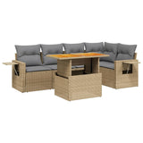 vidaXL 6-delige Loungeset met kussens poly rattan zwart