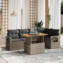 vidaXL 6-delige Loungeset met kussens poly rattan zwart