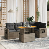 vidaXL 6-delige Loungeset met kussens poly rattan zwart