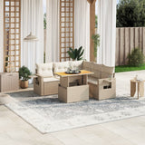 vidaXL 6-delige Loungeset met kussens poly rattan zwart