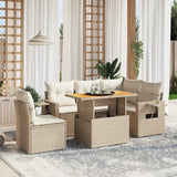 vidaXL 6-delige Loungeset met kussens poly rattan zwart