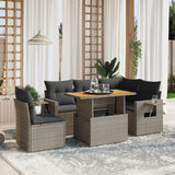 vidaXL 6-delige Loungeset met kussens poly rattan zwart