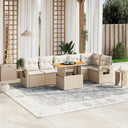 vidaXL 7-delige Loungeset met kussens poly rattan zwart
